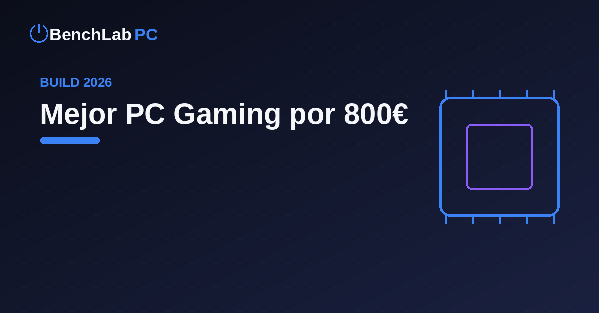 Portada del artículo: Mejor PC Gaming por 800€ en 2026